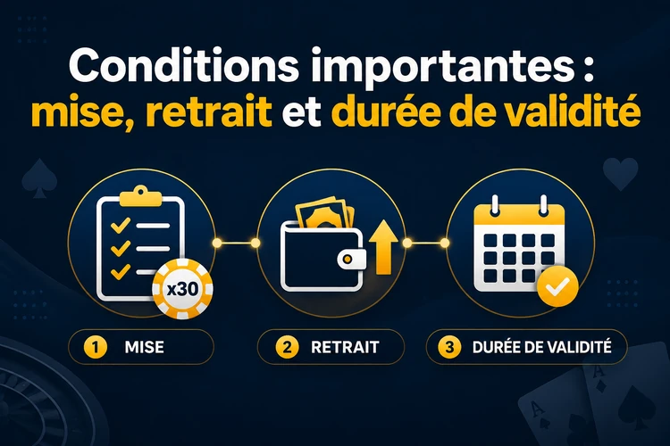 Conditions importantes: mise, retrait et durée de validité